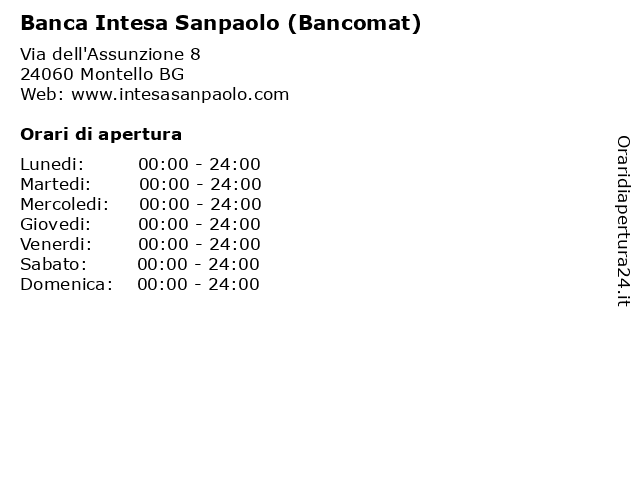 Banca Intesa Sanpaolo (Bancomat) a Montello BG: indirizzo e orari di apertura