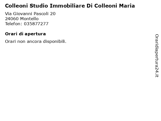 Colleoni Studio Immobiliare Di Colleoni Maria a Montello: indirizzo e orari di apertura