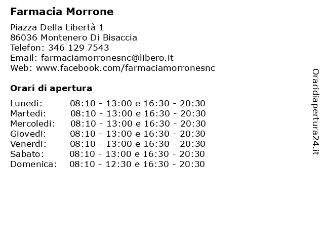Farmacia Morrone a Montenero Di Bisaccia: indirizzo e orari di apertura