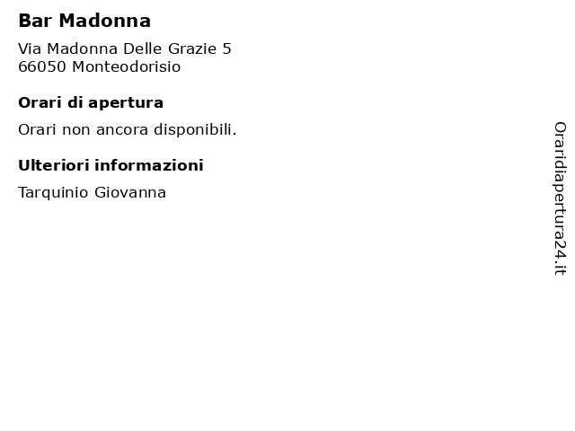 Bar Madonna a Monteodorisio: indirizzo e orari di apertura
