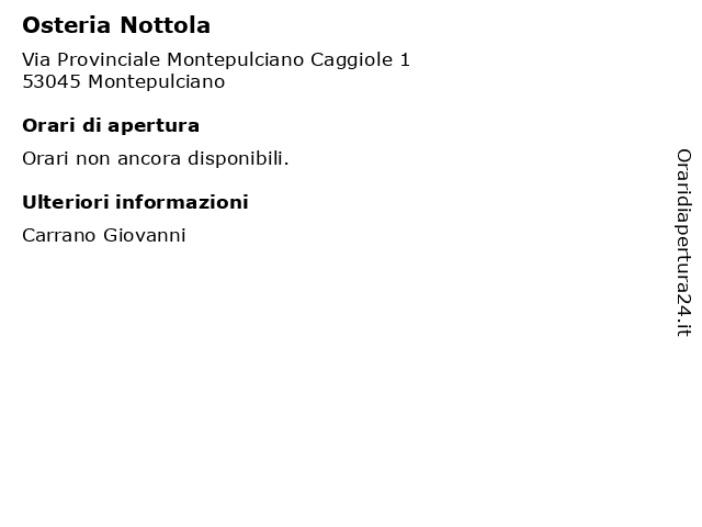 Osteria Nottola a Montepulciano: indirizzo e orari di apertura