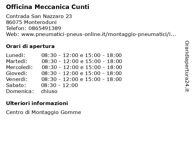 Officina Meccanica Cunti a Monteroduni: indirizzo e orari di apertura