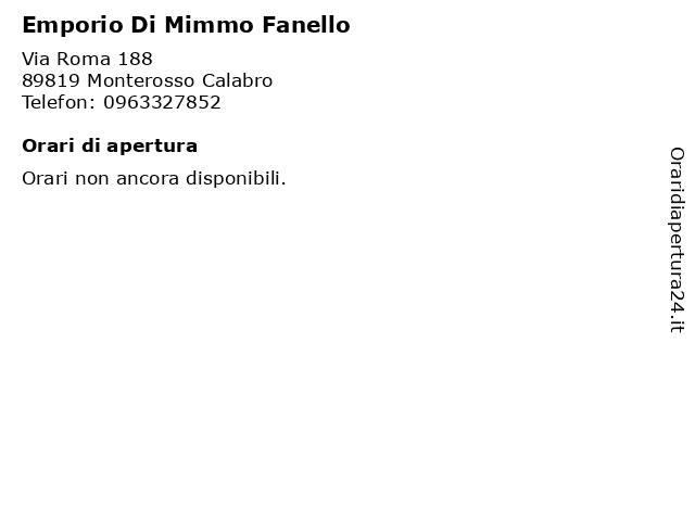 Emporio Di Mimmo Fanello a Monterosso Calabro: indirizzo e orari di apertura