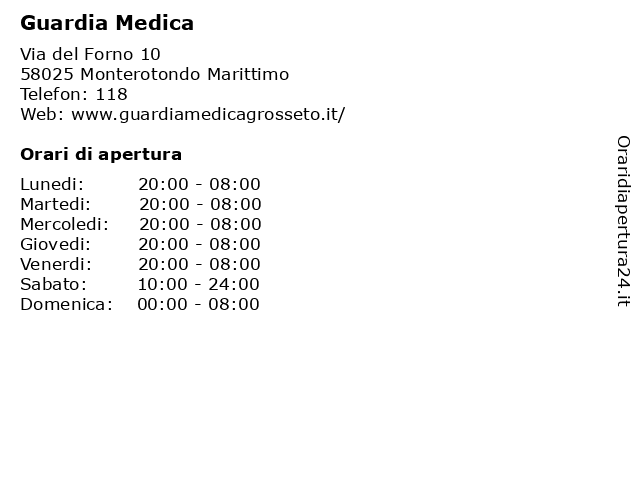 Guardia Medica a Monterotondo Marittimo: indirizzo e orari di apertura