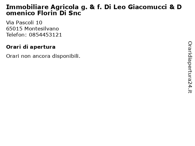Immobiliare Agricola g. & f. Di Leo Giacomucci & Domenico Florin Di Snc a Montesilvano: indirizzo e orari di apertura