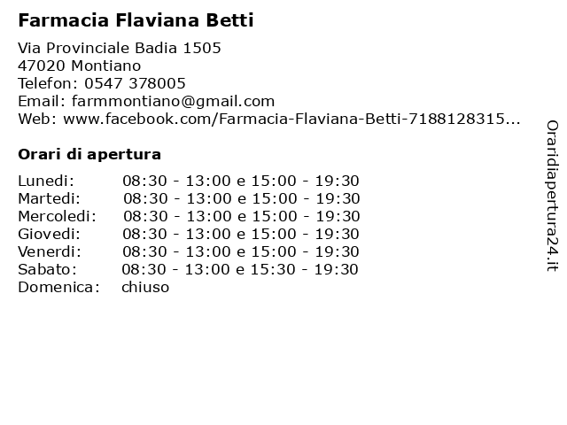 Farmacia Flaviana Betti a Montiano: indirizzo e orari di apertura