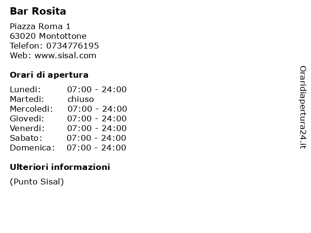 Bar Rosita a Montottone: indirizzo e orari di apertura