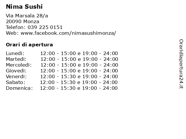Nima Sushi a Monza: indirizzo e orari di apertura