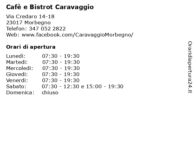 Cafè e Bistrot Caravaggio a Morbegno: indirizzo e orari di apertura