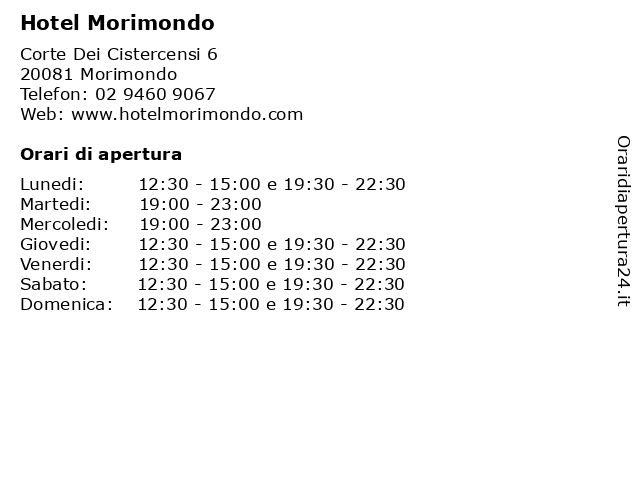 Hotel Morimondo a Morimondo: indirizzo e orari di apertura