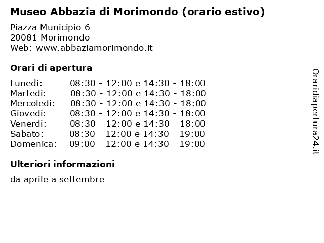 Museo Abbazia di Morimondo (orario estivo) a Morimondo: indirizzo e orari di apertura