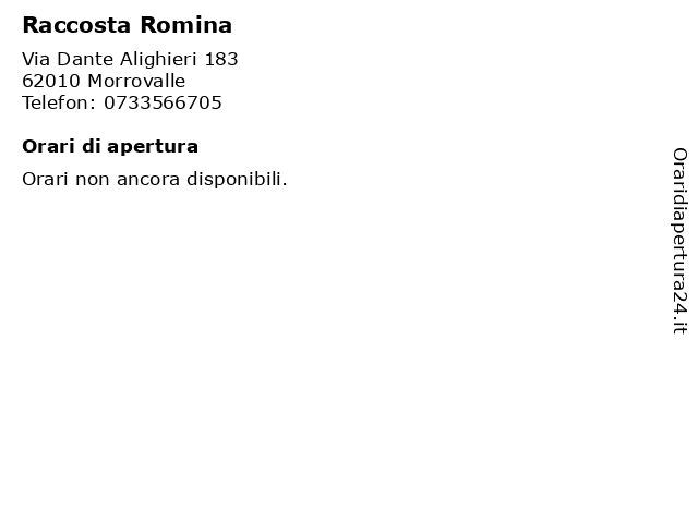 Raccosta Romina a Morrovalle: indirizzo e orari di apertura