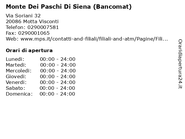 Monte Dei Paschi Di Siena (Bancomat) a Motta Visconti: indirizzo e orari di apertura