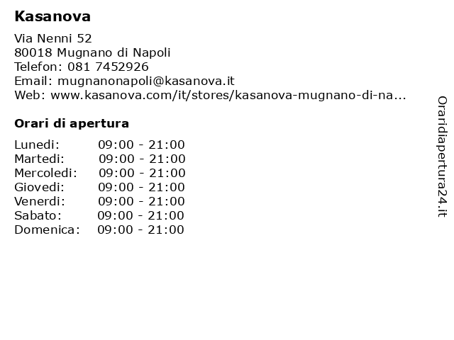 Kasanova a Mugnano di Napoli: indirizzo e orari di apertura