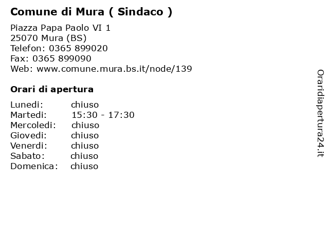 Comune di Mura ( Sindaco ) a Mura (BS): indirizzo e orari di apertura