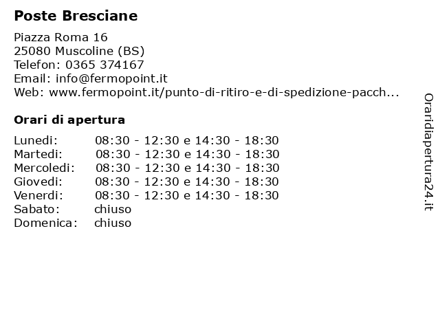 Poste Bresciane a Muscoline (BS): indirizzo e orari di apertura