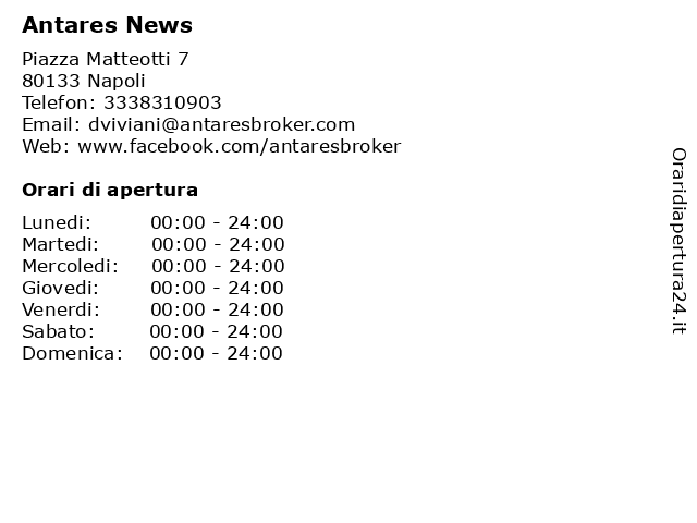 Antares News a Napoli: indirizzo e orari di apertura