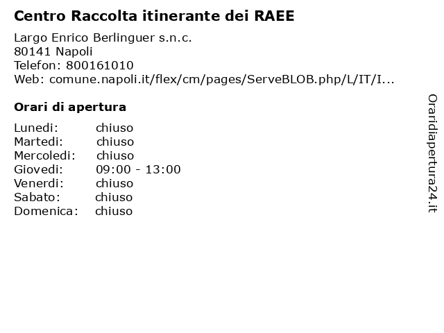 Centro Raccolta itinerante dei RAEE a Napoli: indirizzo e orari di apertura