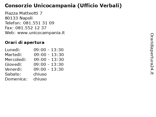 Consorzio Unicocampania (Ufficio Verbali) a Napoli: indirizzo e orari di apertura