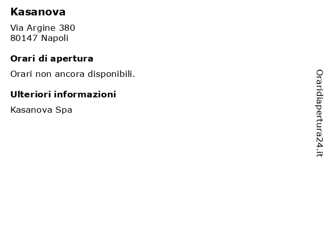 Kasanova a Napoli: indirizzo e orari di apertura