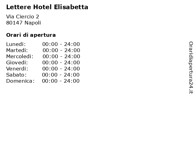 Lettere Hotel Elisabetta a Napoli: indirizzo e orari di apertura