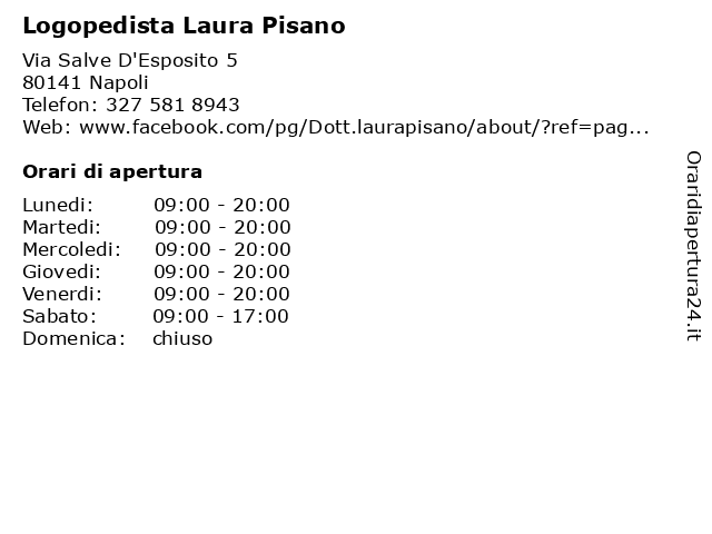 Logopedista Laura Pisano a Napoli: indirizzo e orari di apertura