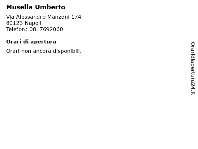 Musella Umberto a Napoli: indirizzo e orari di apertura