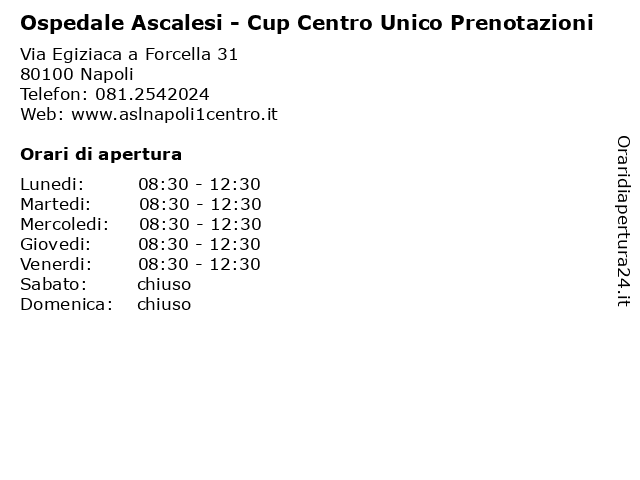 ᐅ Orari Ospedale Ascalesi Cup Centro Unico Prenotazioni Via Egiziaca A Forcella 31 Napoli
