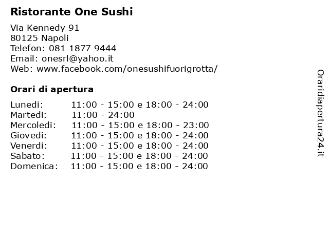 ᐅ Orari Di Apertura Ristorante One Sushi Via Kennedy ᐅ Orari Di Apertura Ristorante One Sushi Via Kennedy