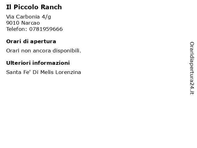Il Piccolo Ranch a Narcao: indirizzo e orari di apertura