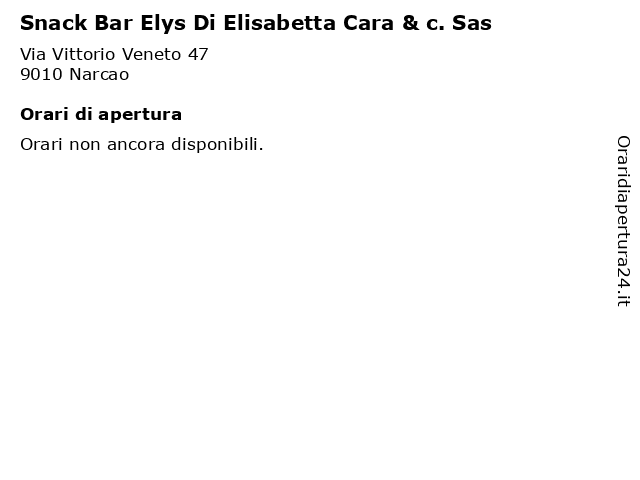 Snack Bar Elys Di Elisabetta Cara & c. Sas a Narcao: indirizzo e orari di apertura