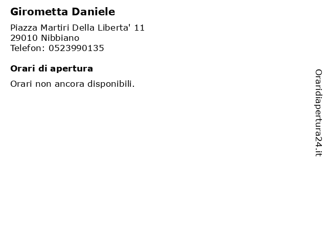 Girometta Daniele a Nibbiano: indirizzo e orari di apertura