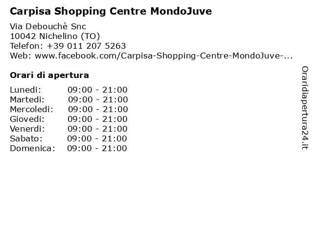 Carpisa Shopping Centre MondoJuve a Nichelino (TO): indirizzo e orari di apertura