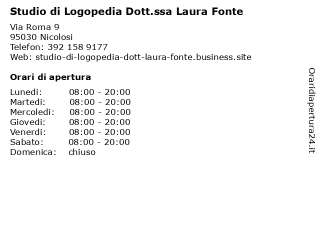 Studio di Logopedia Dott.ssa Laura Fonte a Nicolosi: indirizzo e orari di apertura