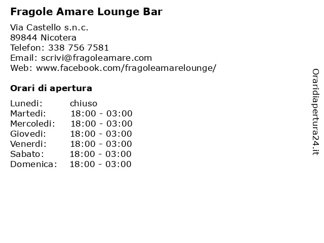 Fragole Amare Lounge Bar a Nicotera: indirizzo e orari di apertura