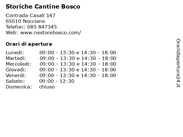 Storiche Cantine Bosco a Nocciano: indirizzo e orari di apertura
