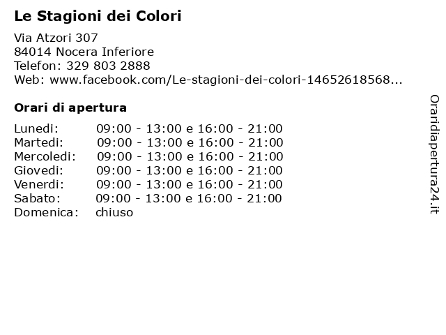 Le Stagioni dei Colori a Nocera Inferiore: indirizzo e orari di apertura