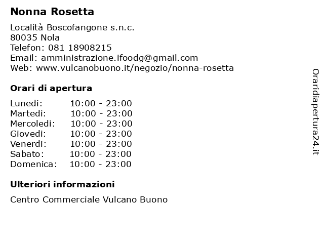 Nonna Rosetta a Nola: indirizzo e orari di apertura