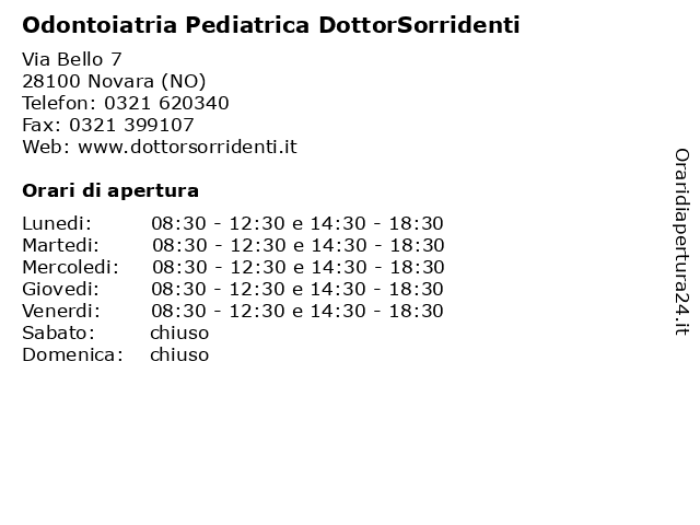 Odontoiatria Pediatrica DottorSorridenti a Novara (NO): indirizzo e orari di apertura