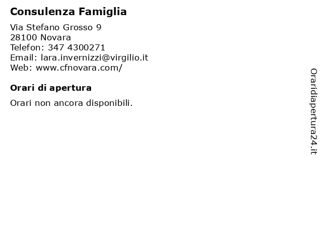 Consulenza Famiglia a Novara: indirizzo e orari di apertura