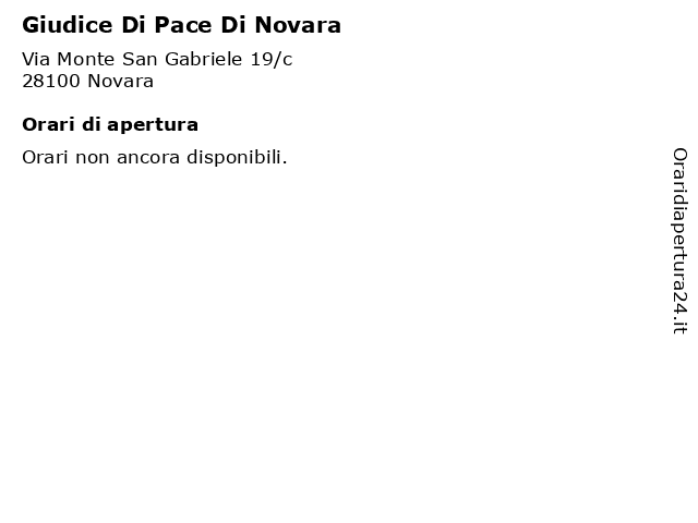 Giudice Di Pace Di Novara a Novara: indirizzo e orari di apertura