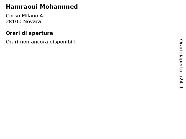 Hamraoui Mohammed a Novara: indirizzo e orari di apertura
