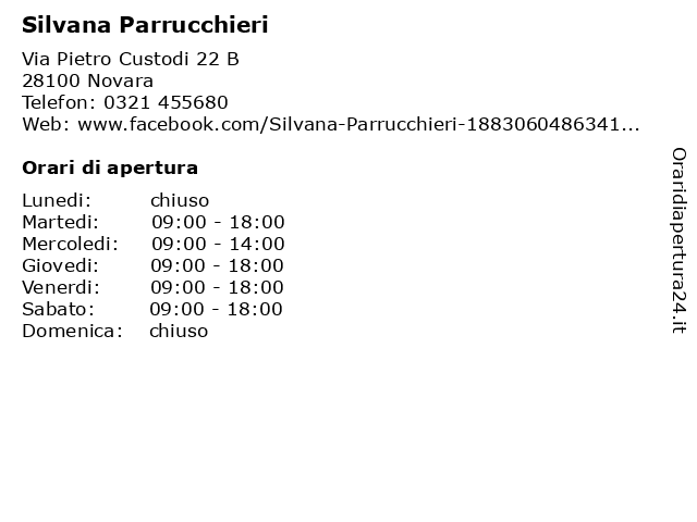 Silvana Parrucchieri a Novara: indirizzo e orari di apertura