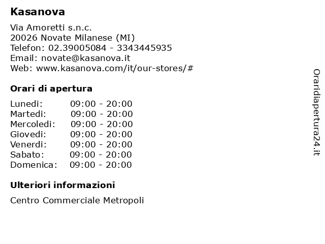 Kasanova a Novate Milanese (MI): indirizzo e orari di apertura