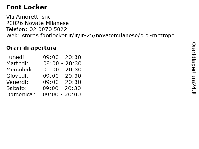 Foot Locker a Novate Milanese: indirizzo e orari di apertura