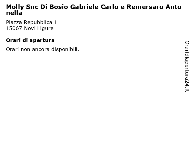 Molly Snc Di Bosio Gabriele Carlo e Remersaro Antonella a Novi Ligure: indirizzo e orari di apertura