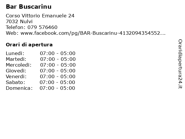 Bar Buscarinu a Nulvi: indirizzo e orari di apertura