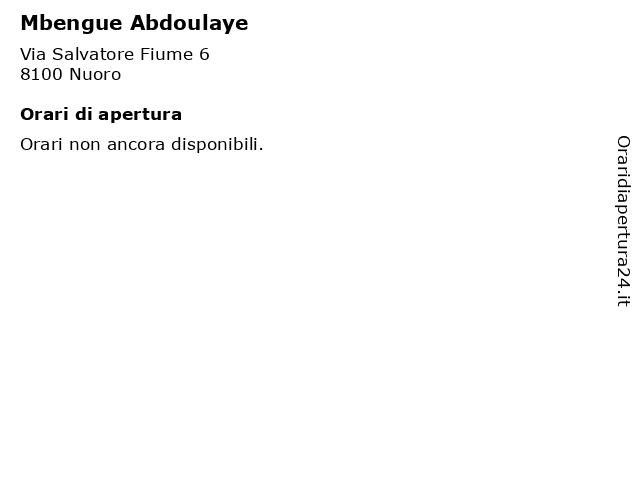 Mbengue Abdoulaye a Nuoro: indirizzo e orari di apertura