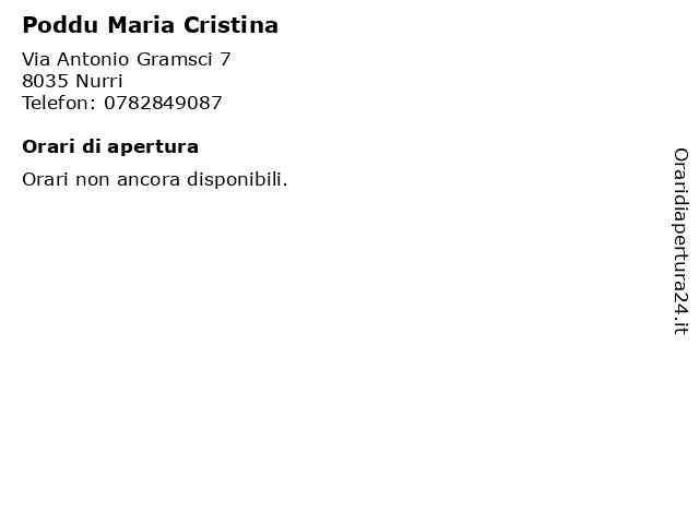 Poddu Maria Cristina a Nurri: indirizzo e orari di apertura