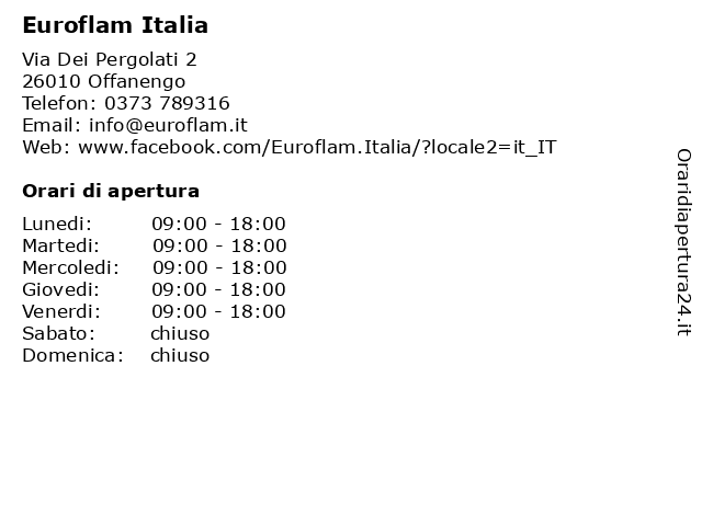 Euroflam Italia a Offanengo: indirizzo e orari di apertura